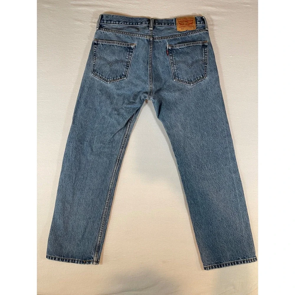 Levis 505 Regular Fit Straight Leg Blue Denim Jeans Mens 34x29